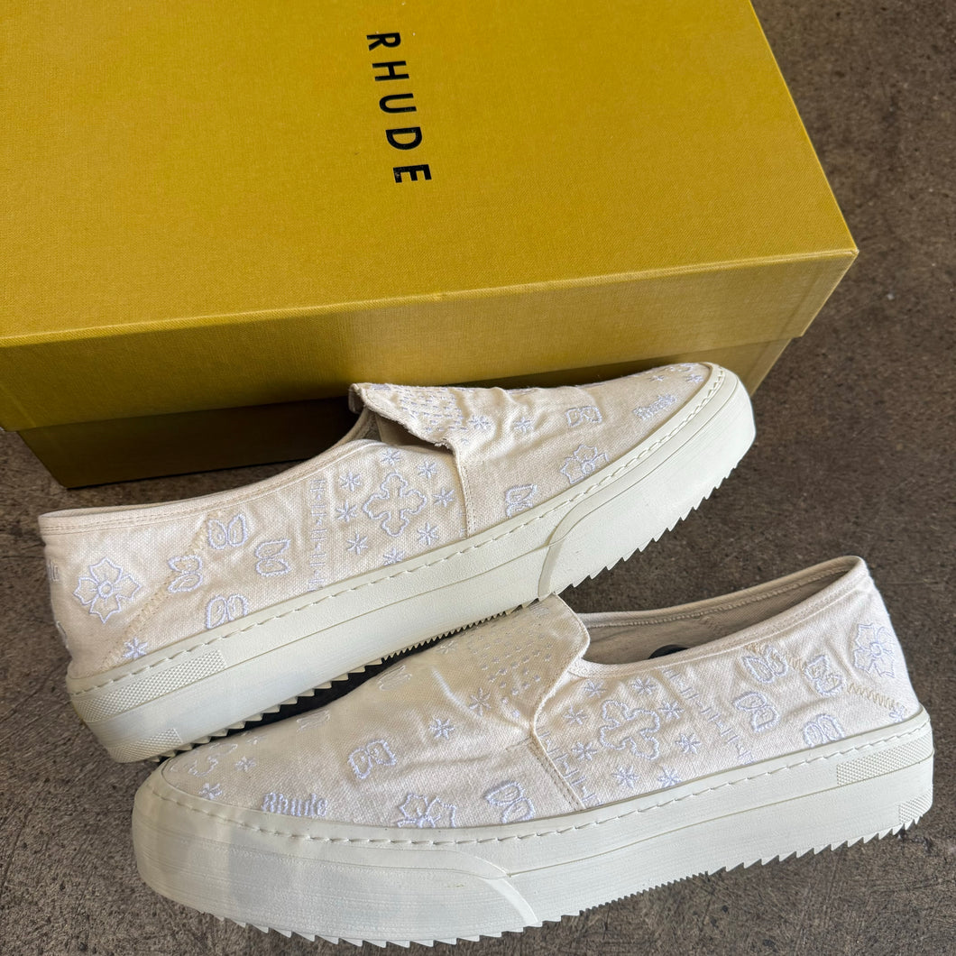 Rhude Embroidered Canvas Slip Ons Size 12