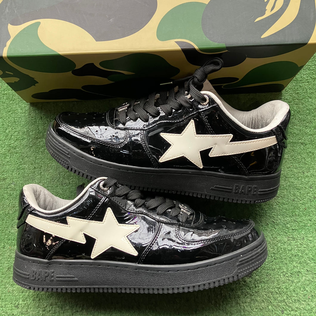 A Bathing Ape Black Patent Bapestas Size 8