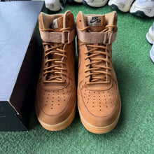 Load image into Gallery viewer, Nike Wheat High Air Force 1s Size 9.5
