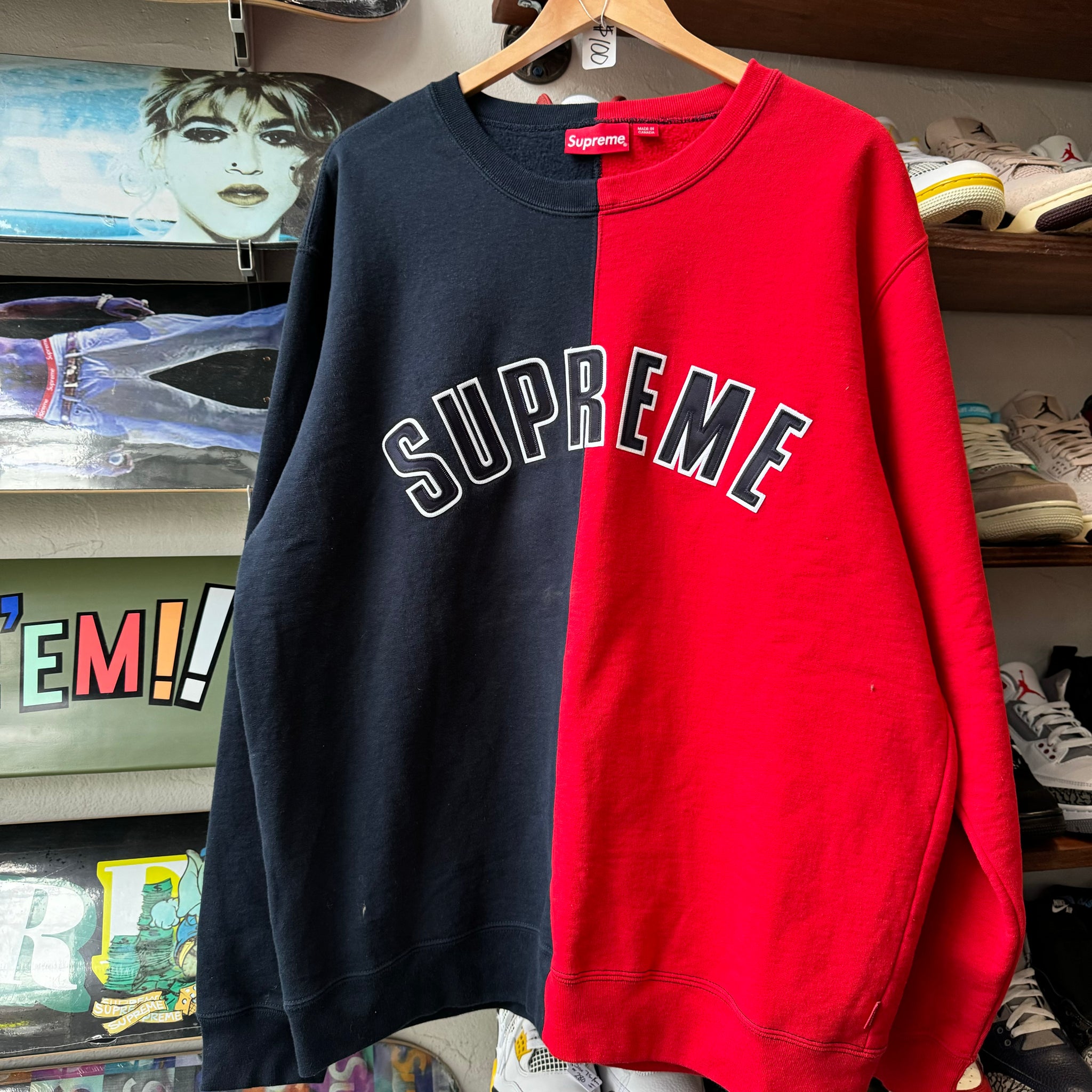 Supreme split crewneck sweatshirt deals